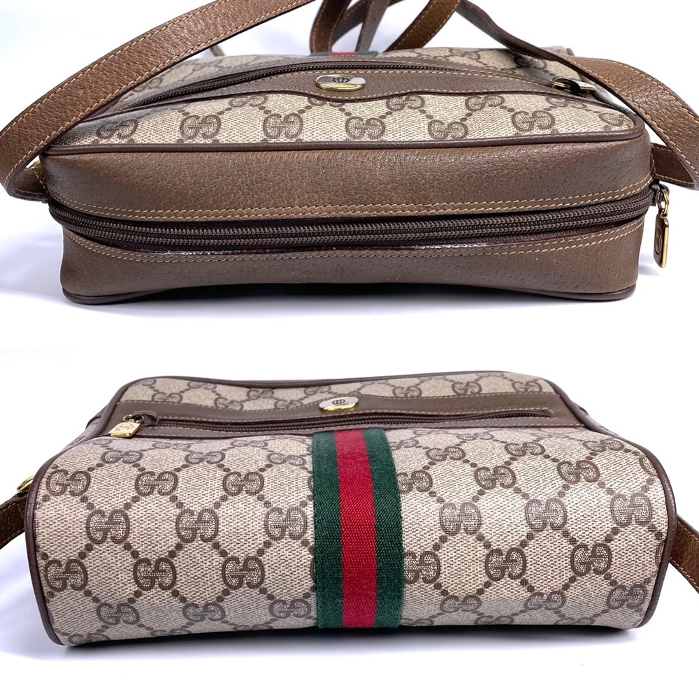 🔴SOLD🔴GUCCI Vintage Sherry Line GG Web PVC Canvas Browns Crossbody Bag - Picture 9 of 16
